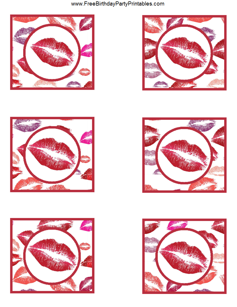 Lipstick Kiss Birthday Party Printables